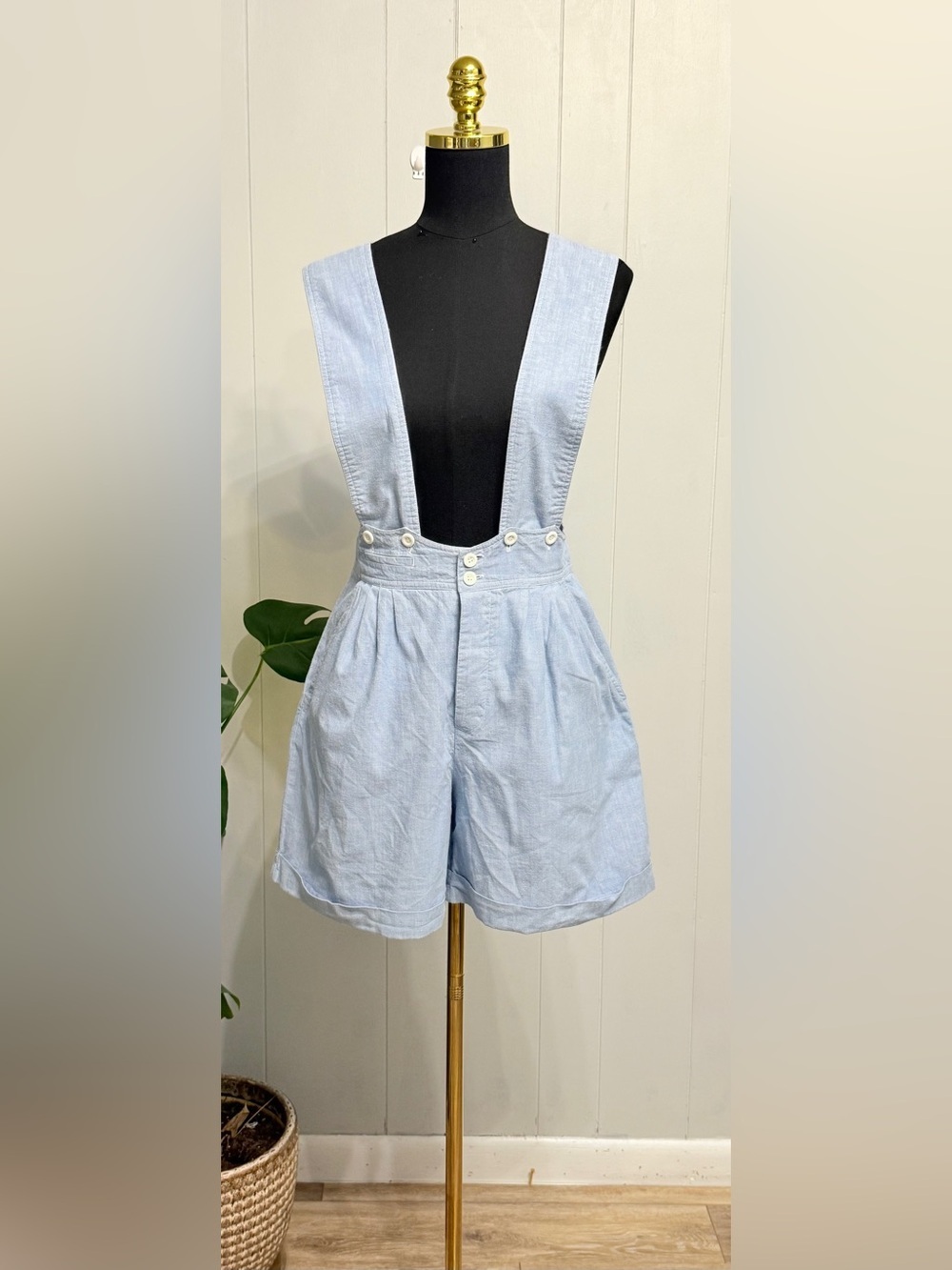 #17)  Light Blue Suspender Short Romper
( Photo #1  #2 is true color)